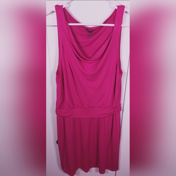 Theory Jaysa K Sulla Cowl Neck Stretch Knit Dress Size Medium Fuchsia Vintage - Picture 2 of 9